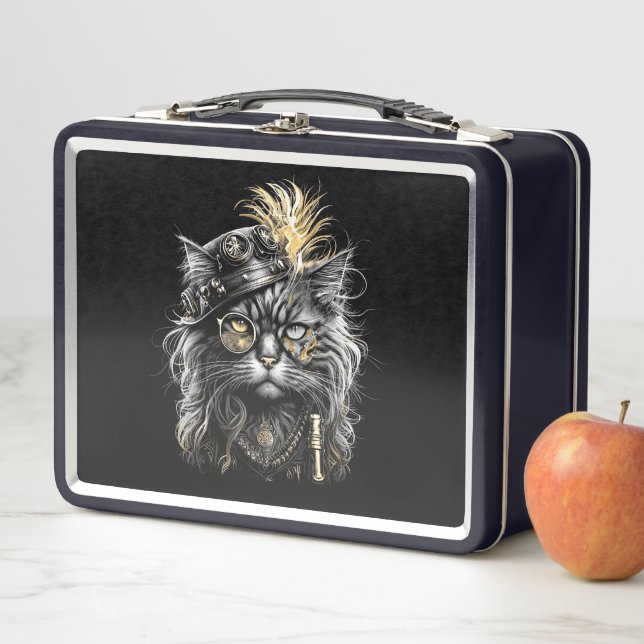 Lunch Box Magnifique chat Steampunk  (En situation)