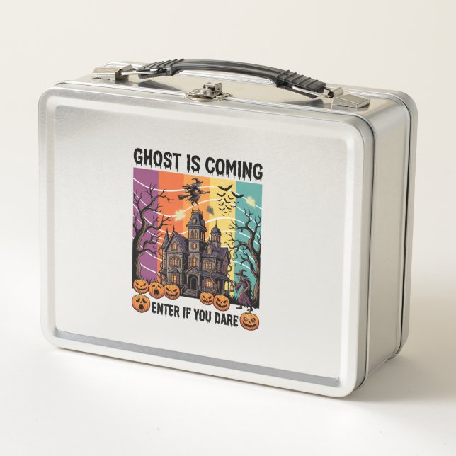 Lunch Box Maison Hantée Halloween Fantôme Arrive Pompe à Sor (Devant)