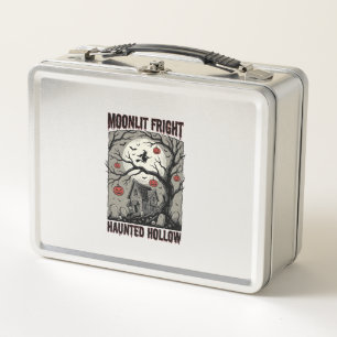 Lunch Box Maison Hantée Halloween Gravure Vintage Lune Shi