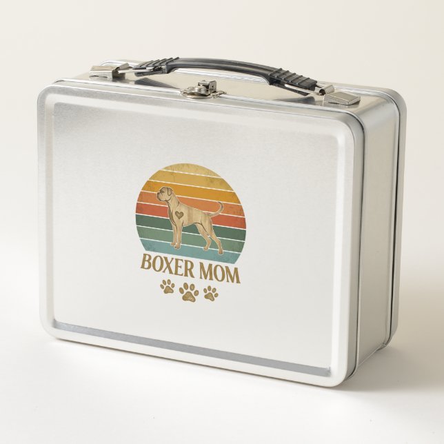 Lunch Box Maman Boxer Chien Rétro Coucher de soleil Empreint (Devant)