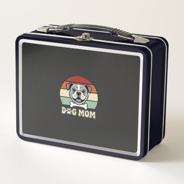 Lunch Box Maman Chien Rétro Vecteur Bouledogue (Devant)
