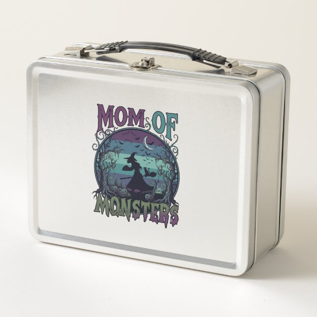 Lunch Box Maman Monstres Halloween Sorcière Lune Citrouilles (Devant)