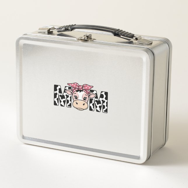 Lunch Box Maman Vache Mignonne Nœud Conception Graphique_1 (Devant)