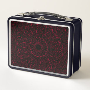 Lunch Box Mandala Rouge de Bourgogne avec Symétrie Ornementa