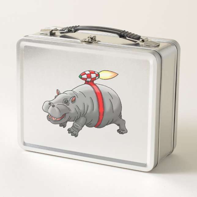 Lunch Box Manège en jetpack d'hippopotame (Devant)
