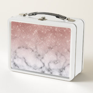 Lunch Box Marbre blanc de Parties scintillant rose Gold Sequ