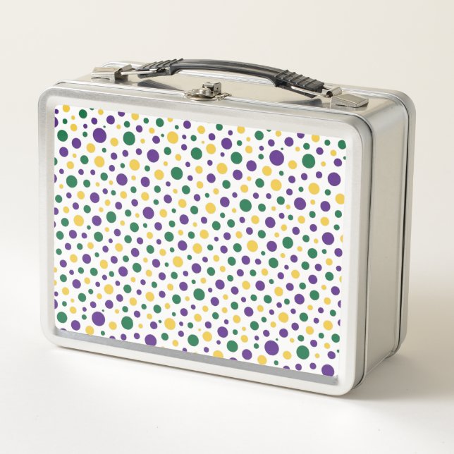 Lunch Box Mardi Gras coloré à pois (Devant)
