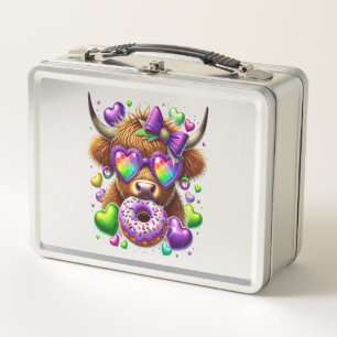 Lunch Box Mardi Gras Rétro Png, Vache des Highlands