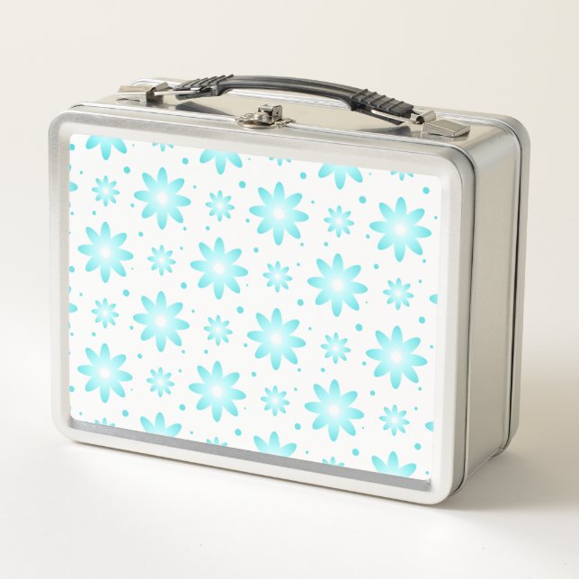 Lunch Box Marguerite délicate blanche et turquoise, point mo (Devant)