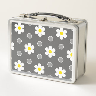 Lunch Box Marguerites et Pois gris et blancs