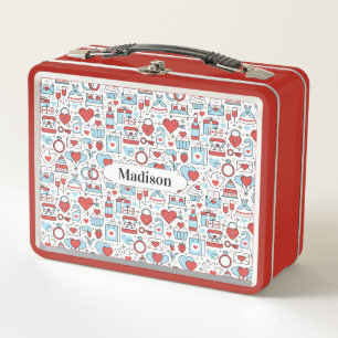 Lunch Box Mariage Icônes Motif nom personnalisé boîtes à lun