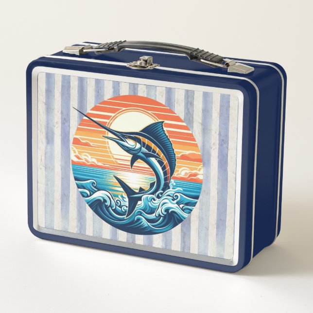Lunch Box Marlin coucher de soleil côtier/nautique/plage per (Devant)