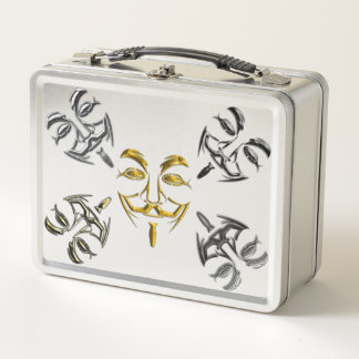Lunch Box Masques cool Silver Black Gold Face