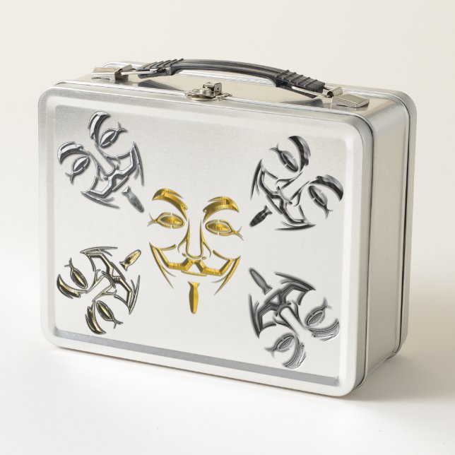 Lunch Box Masques cool Silver Black Gold Face (Devant)