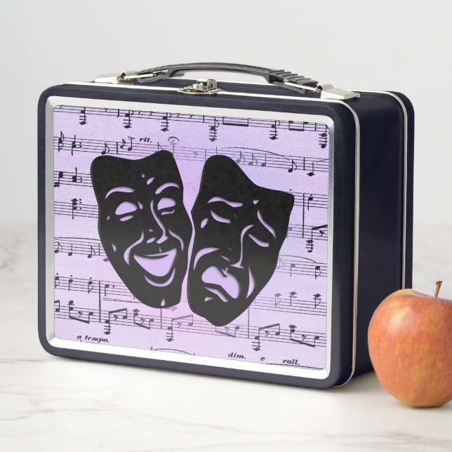 Lunch Box Masques de musique et de théâtre violets (En situation)