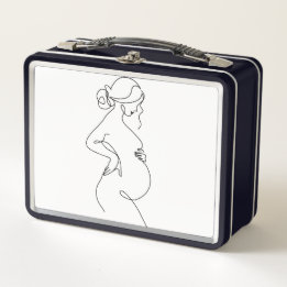 Lunch Box Maternal Elegance: Pregnant Women Line Art