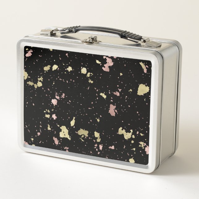 Lunch Box Matte Gold et Rose Gold Flakes Noir (Devant)