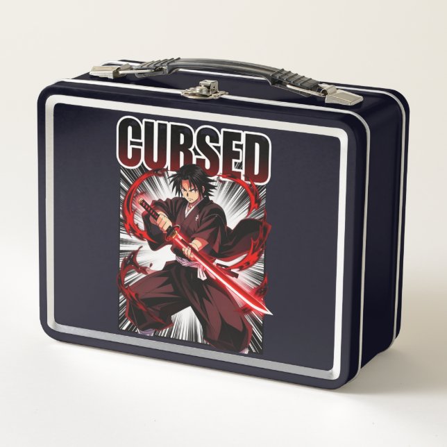 Lunch Box Maudit – Graphisme de guerrier katana de style ani (Devant)