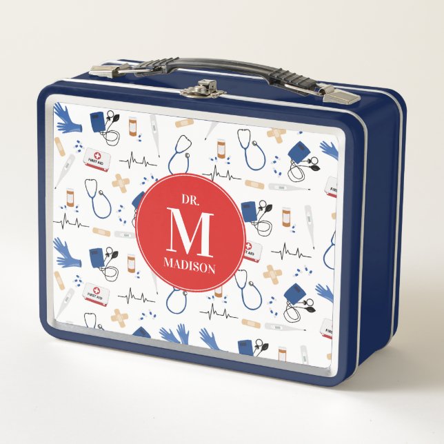 Lunch Box Médecin Médicale moderne infirmière Motif Monogram (Devant)