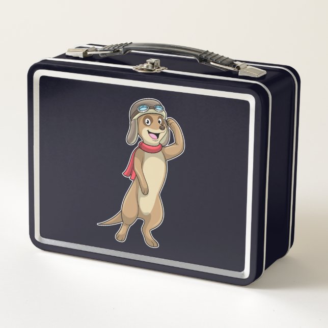 Lunch Box Meerkat comme pilote avec casquette pilote (Devant)