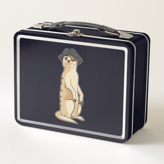 Lunch Box Meerkat comme Pirate avec casquette pirate (Devant)