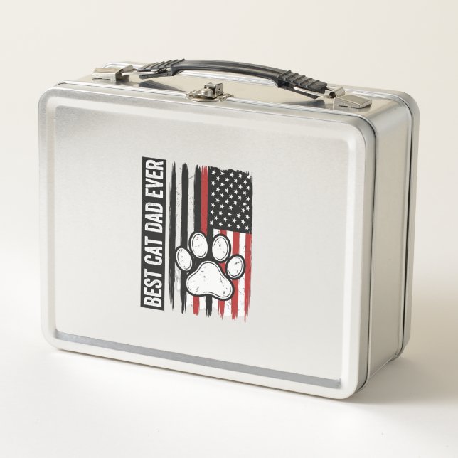Lunch Box Meilleur papa chat patriote Design de drapeau de p (Devant)
