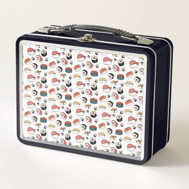 Lunch Box Mélange de Sushi Dessiné à la Main (Devant)