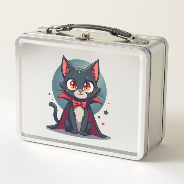 Lunch Box Meowcula Drôle Chat Vampire Dracula Halloween (Devant)
