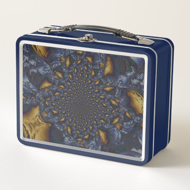 Lunch Box Métal Moulé or et argent bleu (Devant)