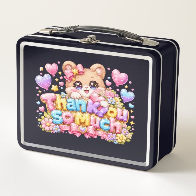 Lunch Box Mignon Kawaii Merci Beaucoup Ours en Peluche Paste (Devant)