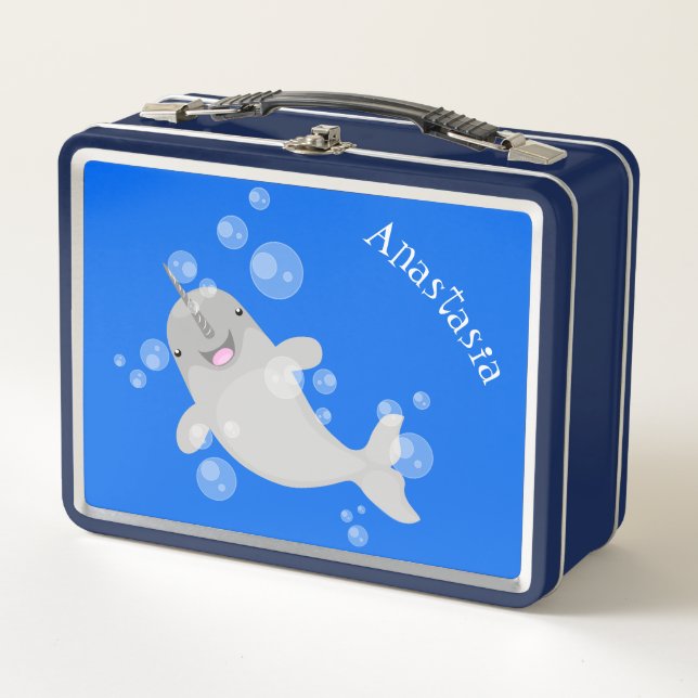 Lunch Box Mignon narval heureux bulles illustration de dessi (Devant)