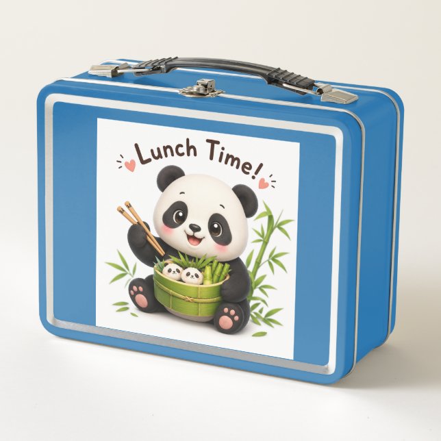 Lunch Box Mignon panda "Heure du déjeuner !" Baguettes Bambo (Devant)