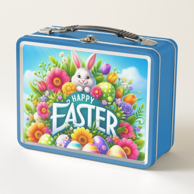 Lunch Box Mignonne lapin de printemps/Pâques avec oeuf (Devant)