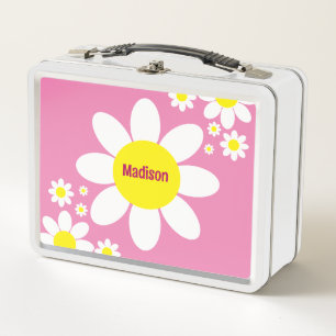 Lunch Box Mignonne marguerites roses et blanches Floral Nom