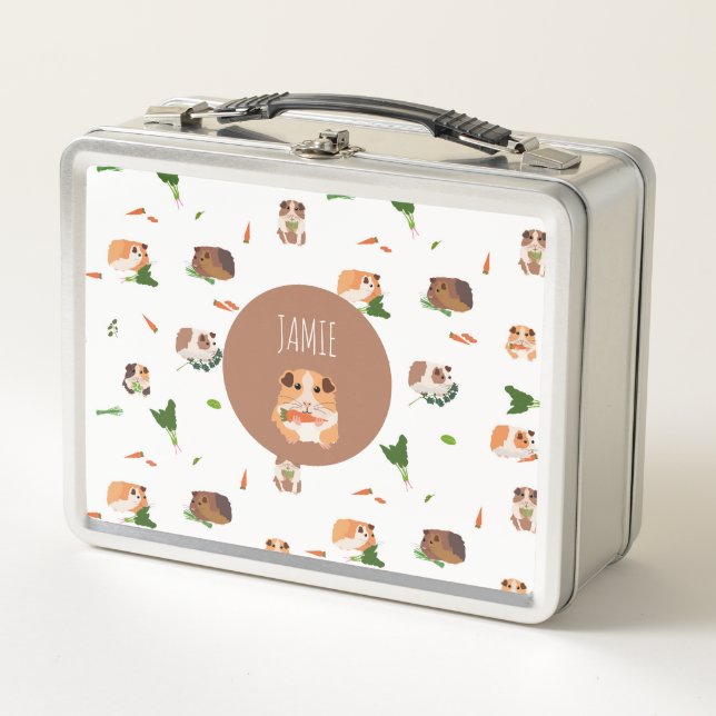 Lunch Box Mignons Cochons d'Inde Drôles Nom Personnalisé (Devant)