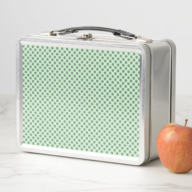 Lunch Box Mint Green avec Grey Pois par Shirley Taylor (En situation)