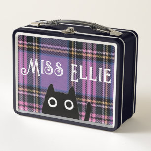 Lunch Box Miss Ellie et Chat Plaid Violet / Lunette Noire