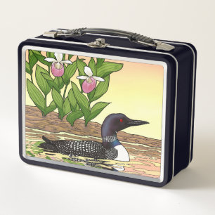 Lunch Box MN State Bird Flower Loon Lady Slipper