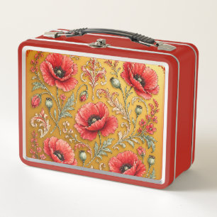 Lunch Box Modèle fleur de pavot doré