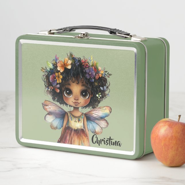 Lunch Box Modern Cute Black Girl Fairy Princess (En situation)