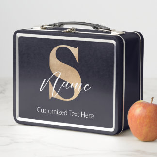 Lunch Box Moderne Monogramme Initiale S & Nom Personnalisé