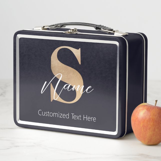 Lunch Box Moderne Monogramme Initiale S & Nom Personnalisé (En situation)