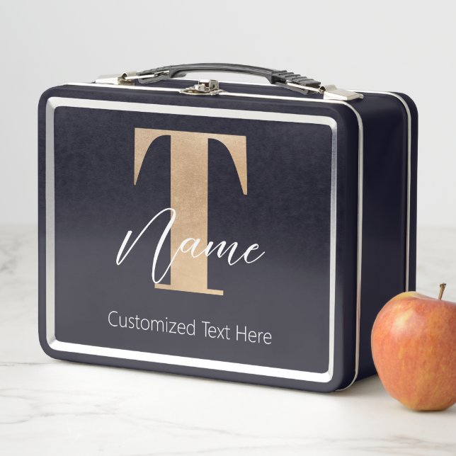 Lunch Box Moderne Monogramme Initiale T & Nom Personnalisé (En situation)