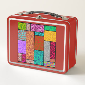 Lunch Box Mondrian Floral Graphic Design Abstraction