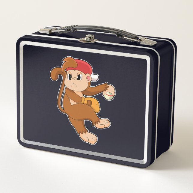 Lunch Box Monkey at baseball with baseball glove (Devant)