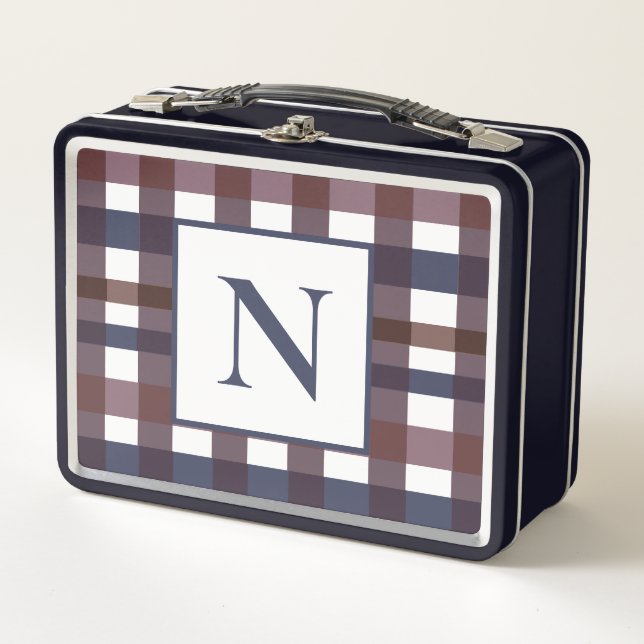 Lunch Box Monogramme à carreaux buffle coloré (Devant)