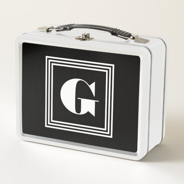 Lunch Box Monogramme Cadre Gras 3 | Noir & Blanc (Devant)