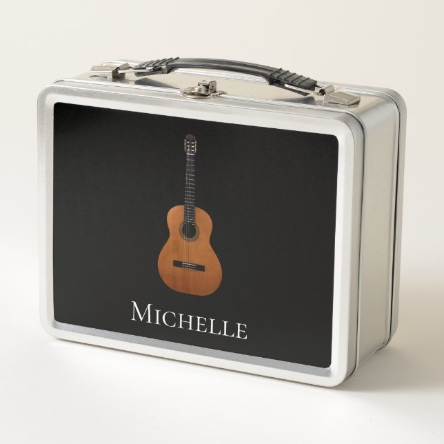 Lunch Box Monogramme de guitare noir et blanc (Devant)