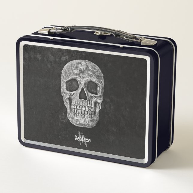 Lunch Box Monogramme de style rétro noir blanc de tête de cr (Dos)