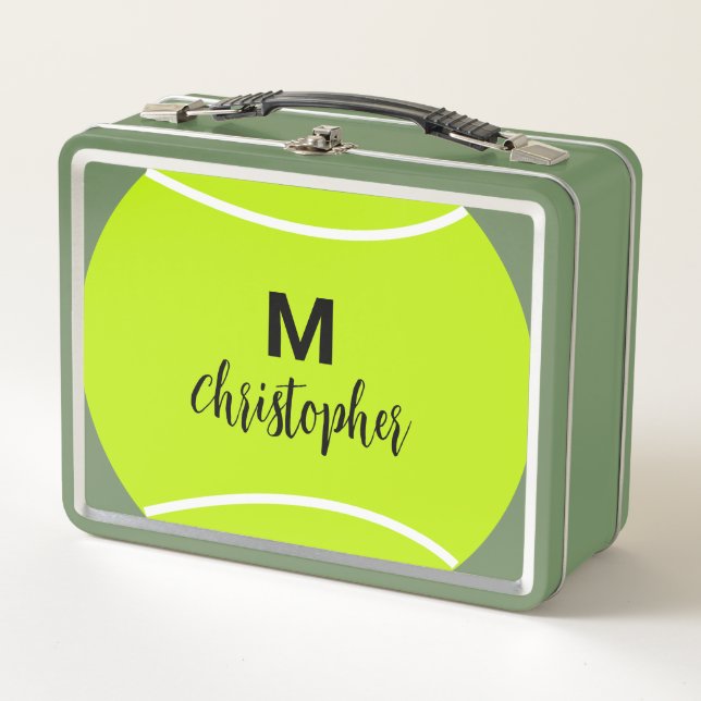 Lunch Box Monogramme de tennis personnalisé Nom initial (Devant)